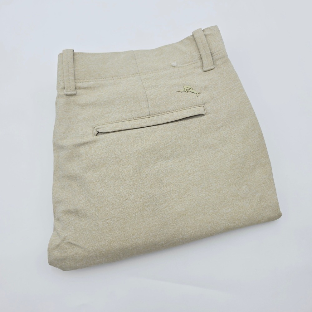Tommy Bahama Mens 36X30 On Par Flat Front Beige Heathered Chino Golf Pants